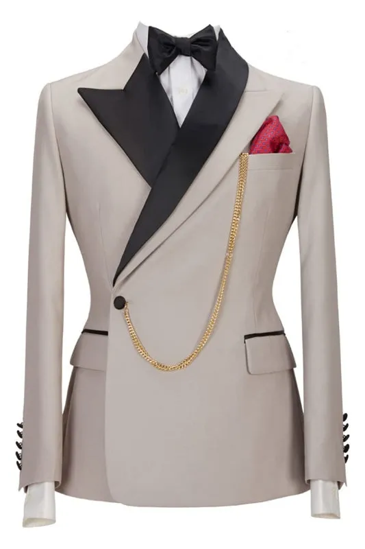Khaki Peaked Lapel 2 Piece Prom Suit