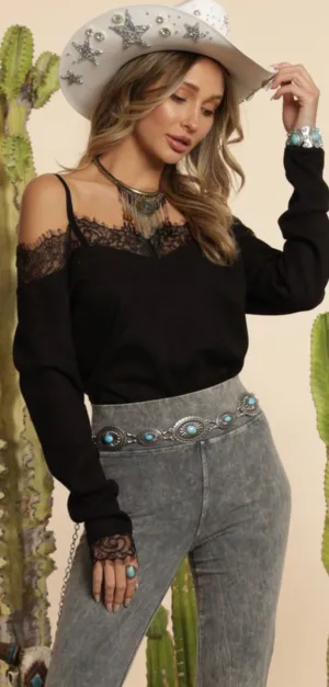 Lace Cold Shoulder Top