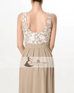 Lace Top Chiffon Bridesmaid Dresses, A-line Bridesmaid Dresses, Cheap Bridesmaid Dresses, PD0487