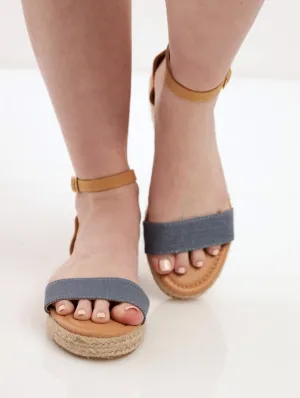 Ladies Closed Back Flatform Espadrille Mule Sandal