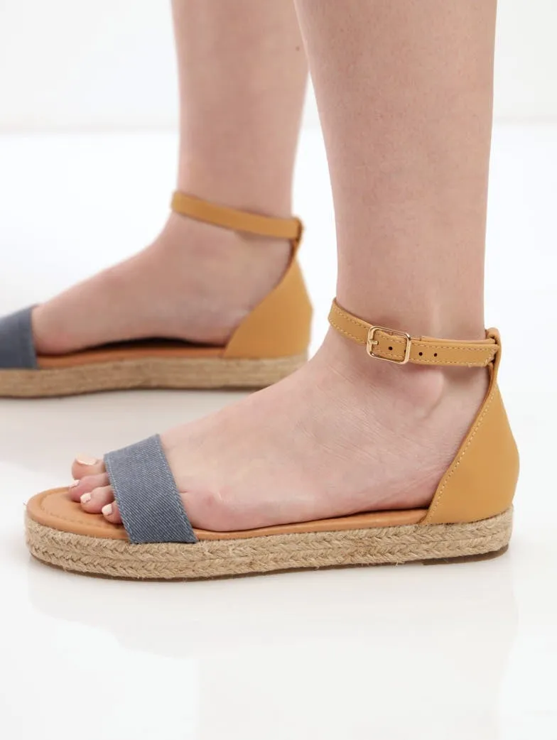 Ladies Closed Back Flatform Espadrille Mule Sandal