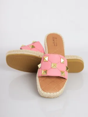 Ladies Kylar Espadrille Push-In Sandal - Bright Pink