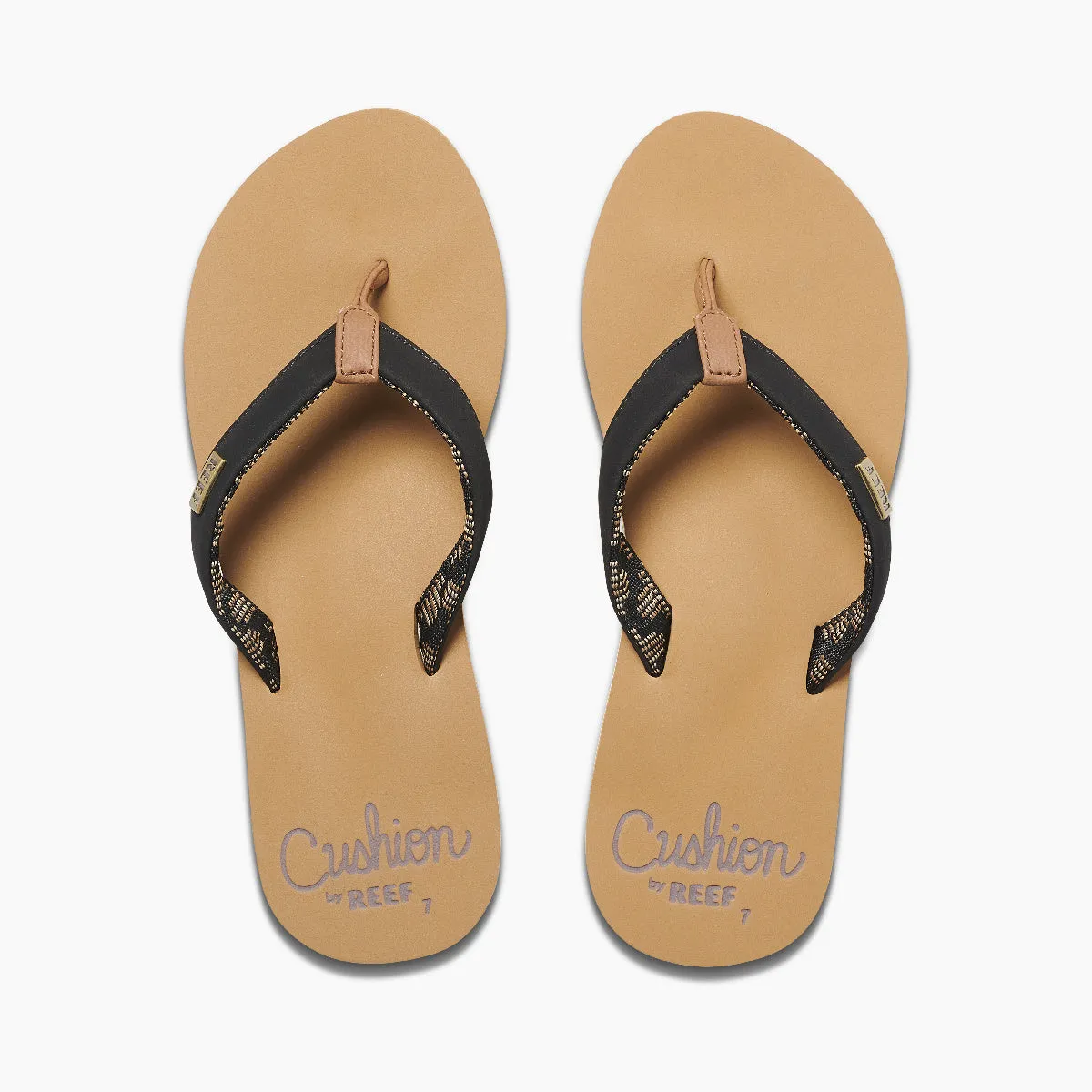 LADIES REEF CUSHION SANDS - BLACK/TAN