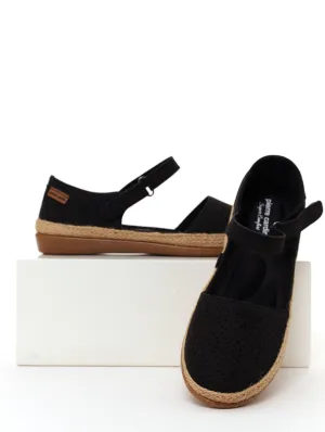 Ladies Velcro Strap Espadrille - Black