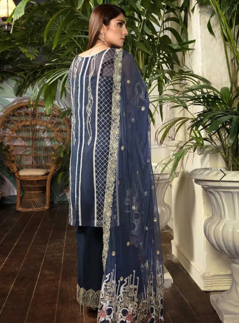 Latest Chiffon Festive Outfit in Blue Color #Y6207