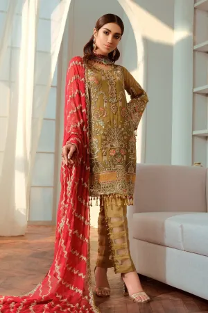 Latest Pakistani Chiffon Outfit in Copper Color #N7035