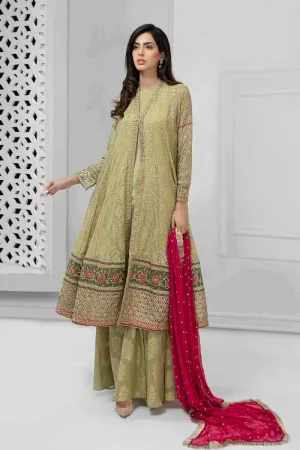 Latest Pakistani fancy chiffon dress for party in green color # P2238
