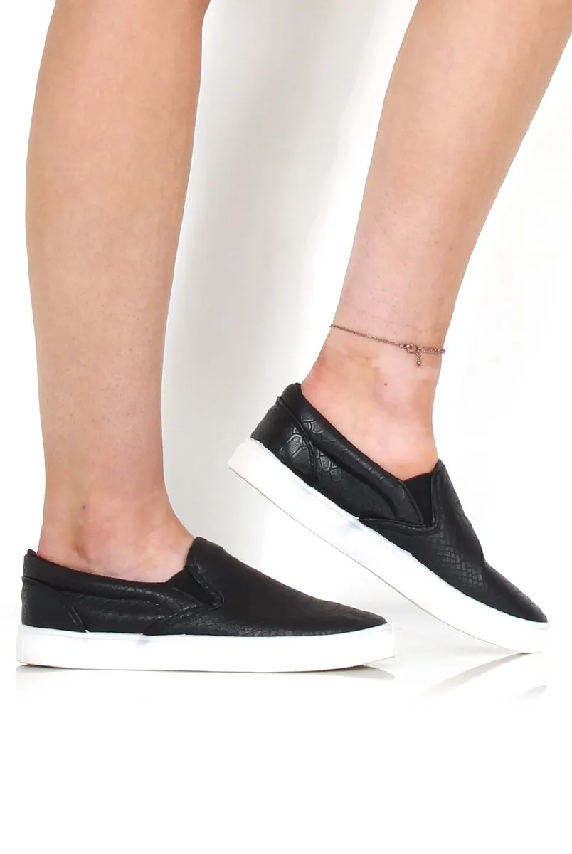 Lema Black And White Snakeskin Platform Trainers