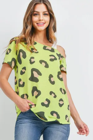 Leopard Cold Shoulder Solid Strap Top