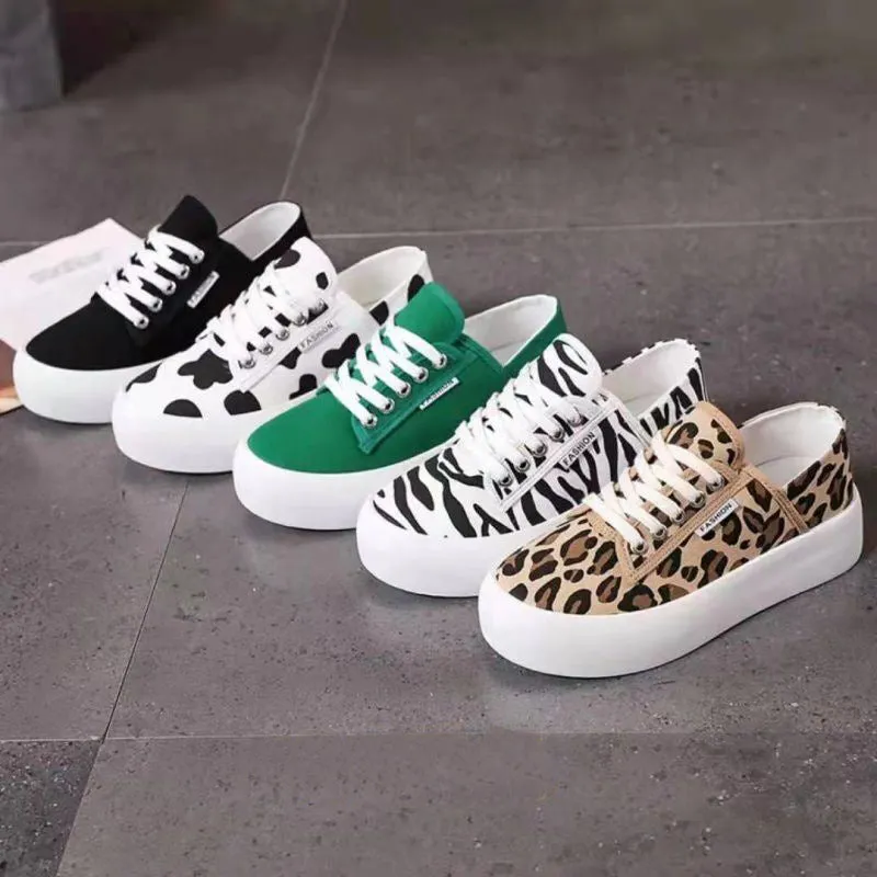 LeopardLuxe Canvas Platform Sneakers