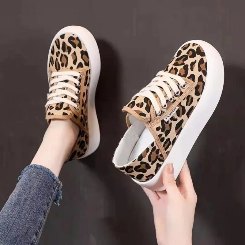 LeopardLuxe Canvas Platform Sneakers