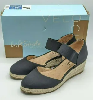 Life Stride Velocity 2.0 Women Kaylee Espadrille Wedge Sandals - Black
