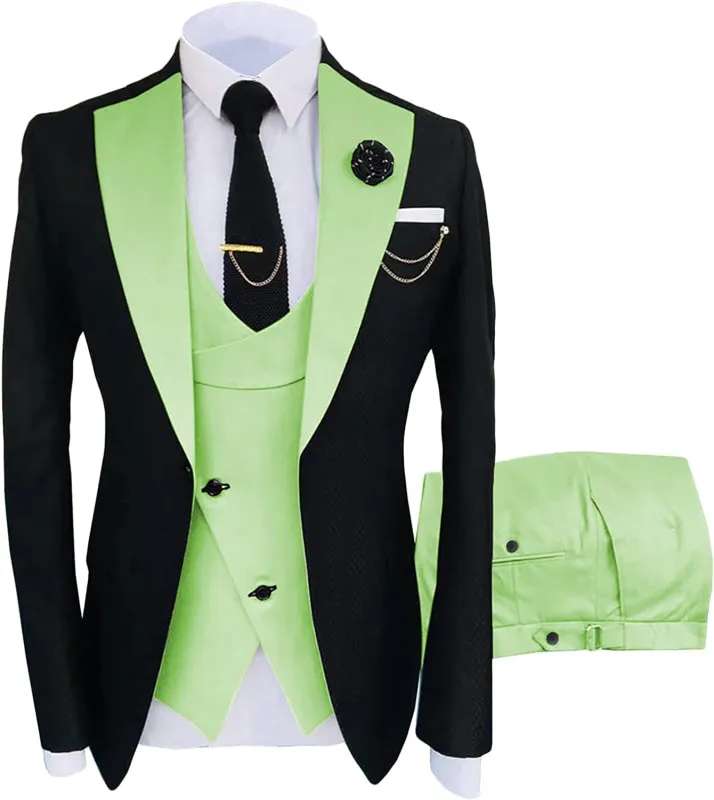 Light Green Shawl Lapel Three Pieces Slim Fit Prom Suits Business Suit Wedding Groom Tuxedo Dinner Party