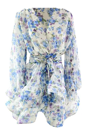 Lightweight chiffon mini dress with belt