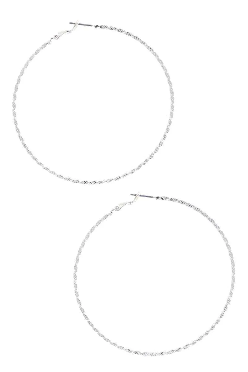 Lined Metal Hoop Earring