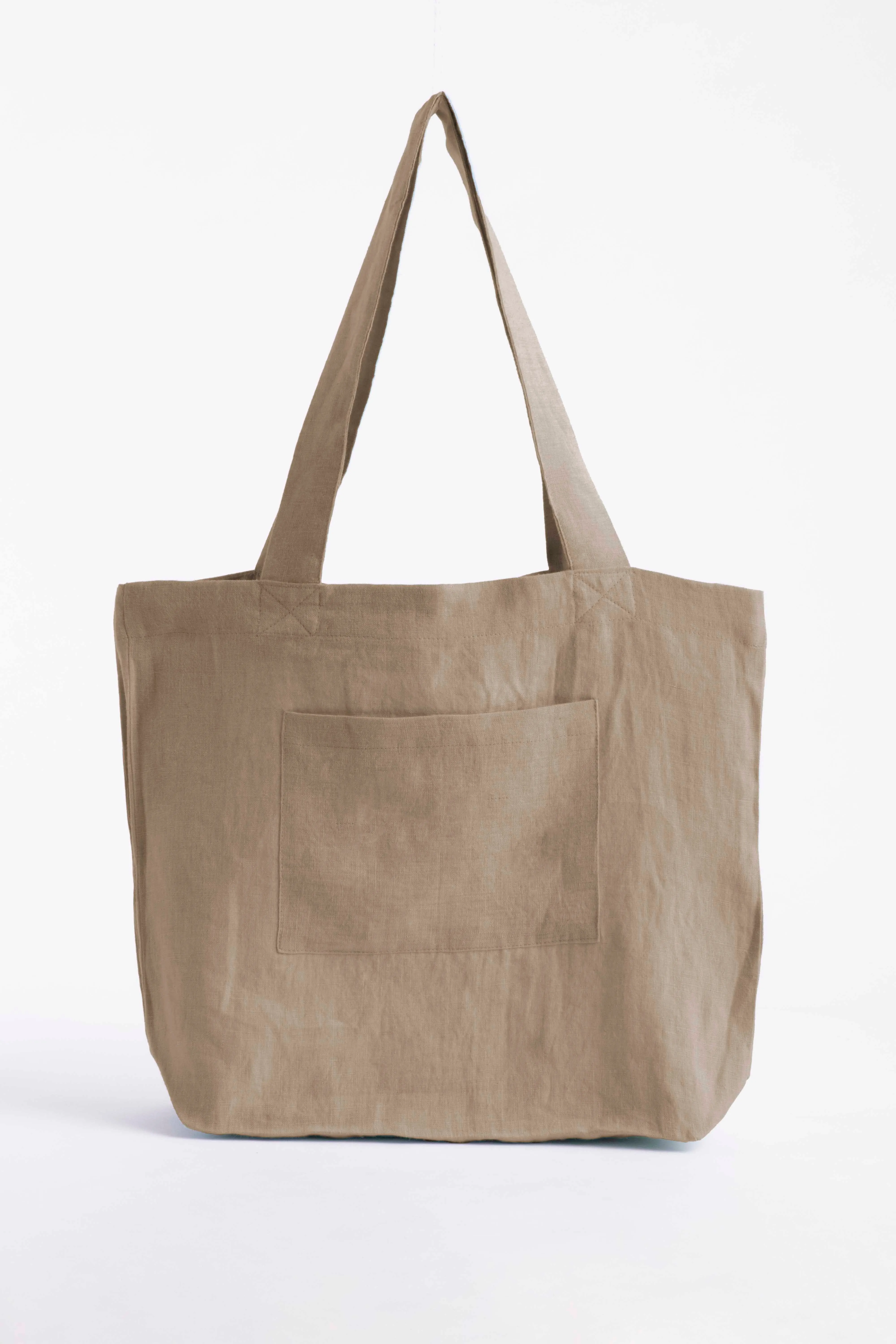 Linen Tote Bag-Sandy Beige