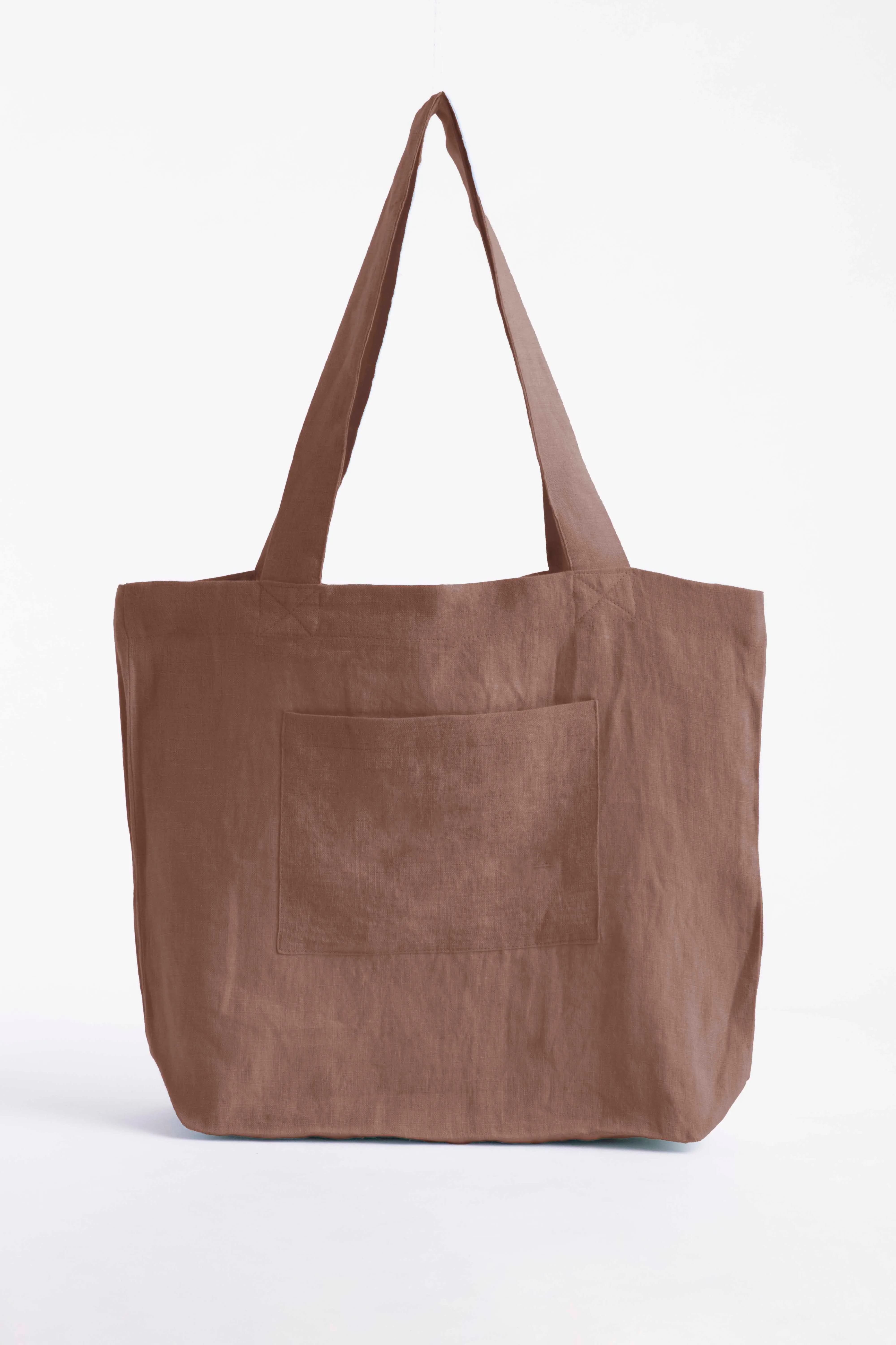 Linen Tote Bag-Sandy Beige