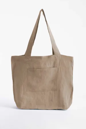 Linen Tote Bag-Sandy Beige