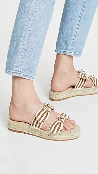 Loeffler Randall Daisy Open-Toe Espadrille Sandals Amber/Natural
