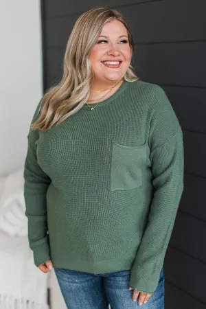 Lost In Your Smile Knit Sweater- Kale