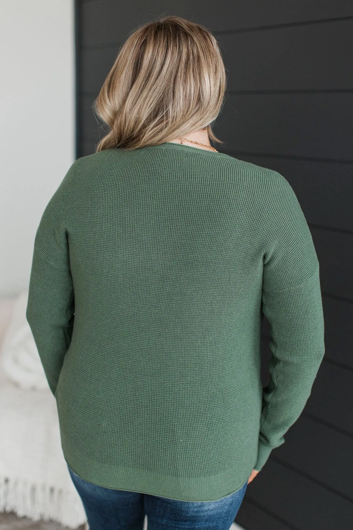 Lost In Your Smile Knit Sweater- Kale
