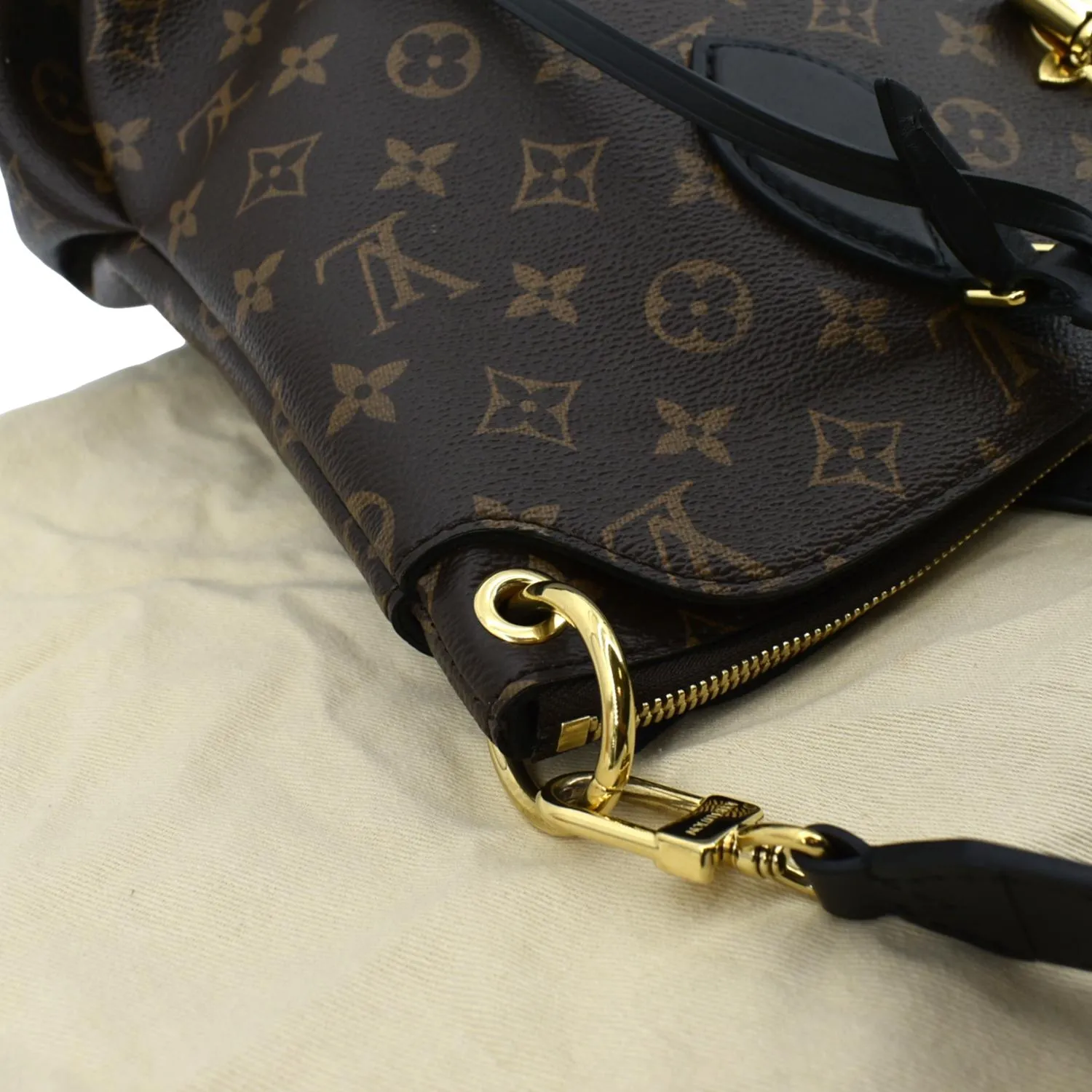 LOUIS VUITTON Flower Zipped MM Monogram Canvas Tote Bag Noir