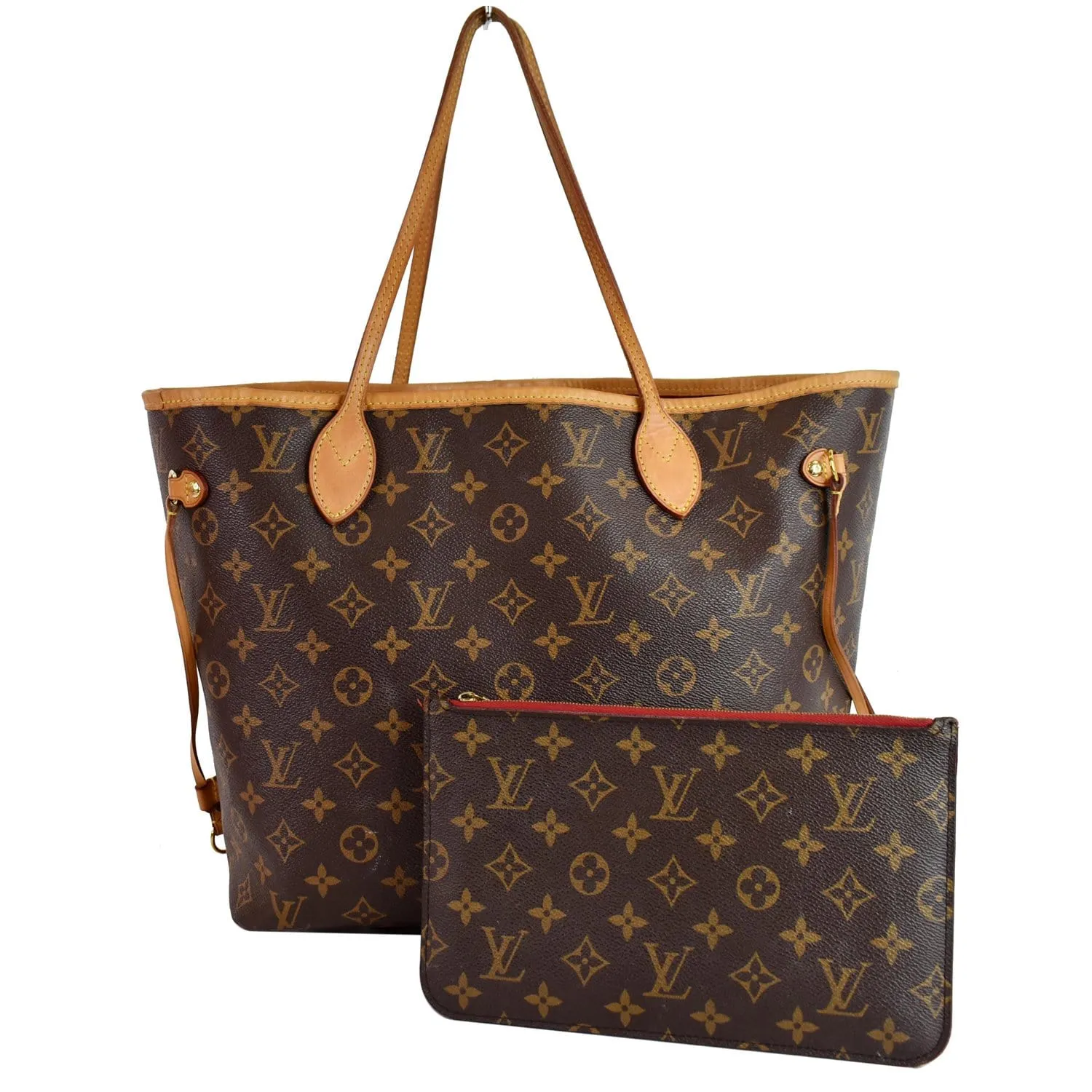LOUIS VUITTON Neverfull Monogram Canvas Tote Shoulder Bag Brown