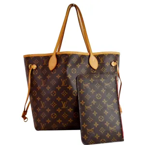 LOUIS VUITTON Neverfull Monogram Canvas Tote Shoulder Bag Brown