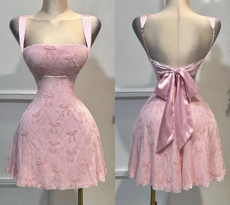 Lovely Pink Straps A-Line Short Party Dresses Homecoming Dresses, D1112