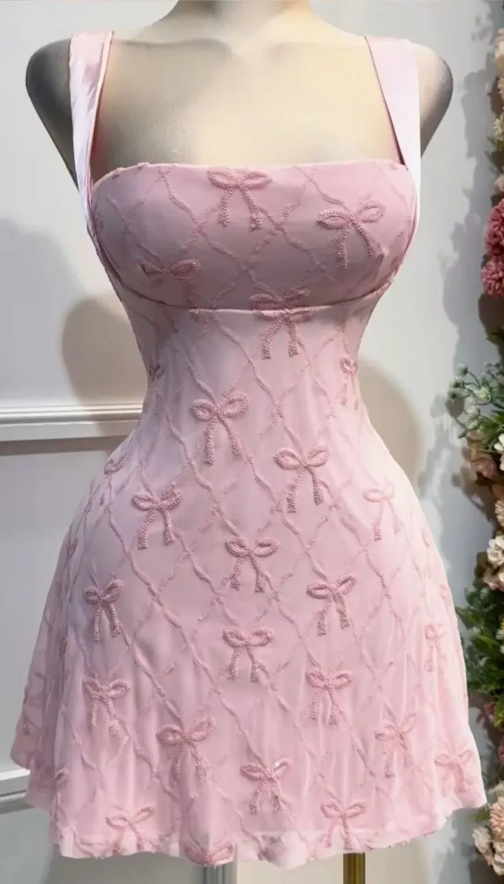 Lovely Pink Straps A-Line Short Party Dresses Homecoming Dresses, D1112