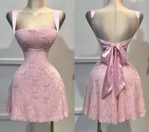 Lovely Pink Straps A-Line Short Party Dresses Homecoming Dresses, D1112