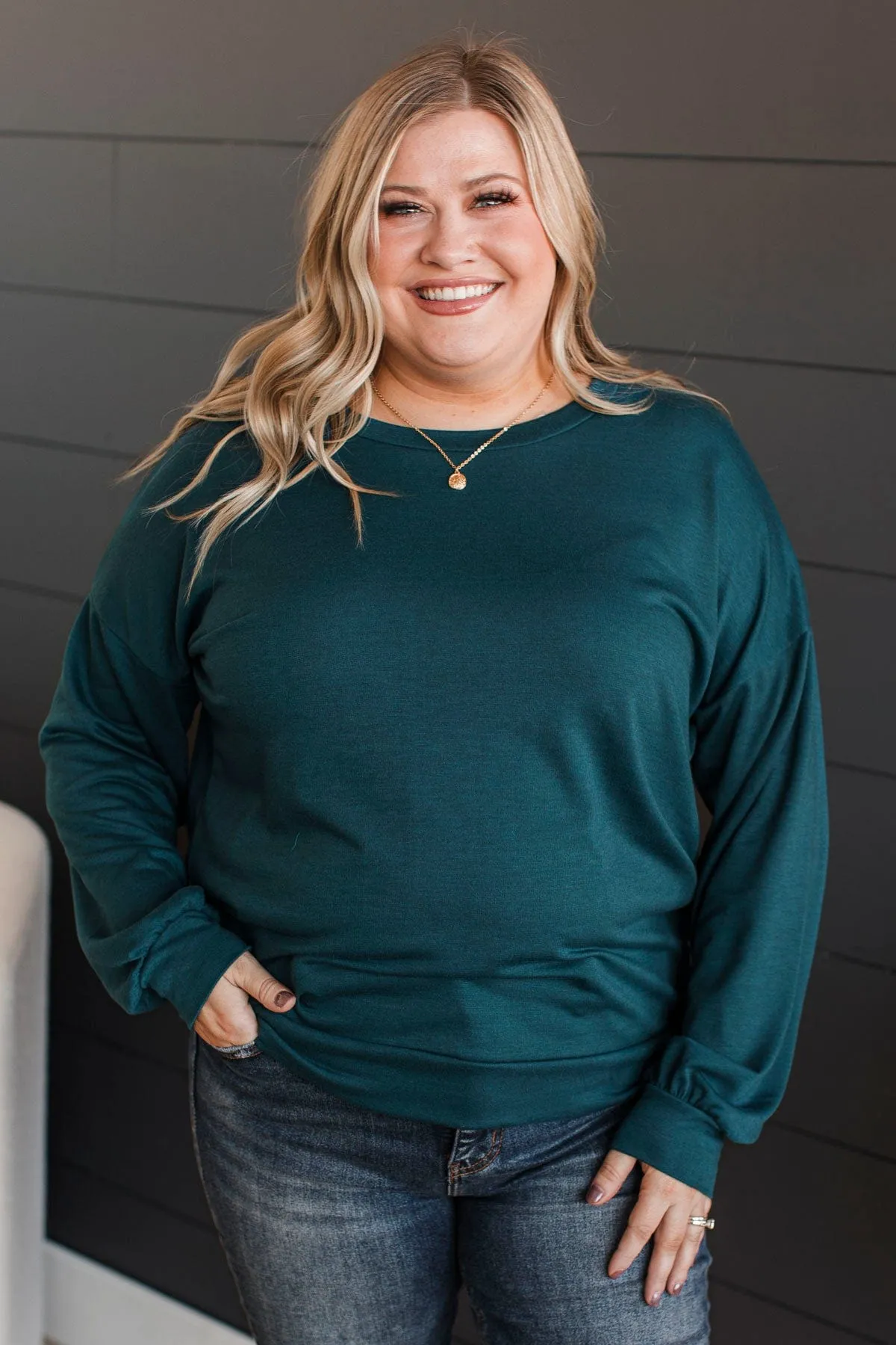 Loving Memories Knit Top- Dark Teal