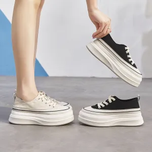 Low-Top Canvas Platform Sneakers