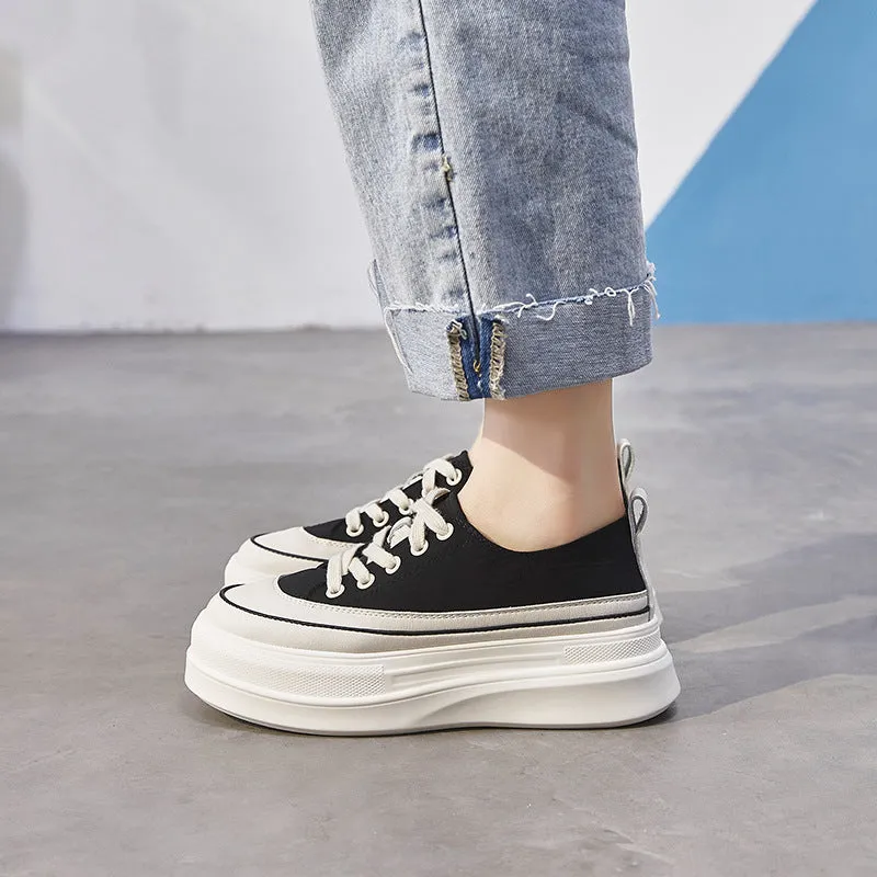 Low-Top Canvas Platform Sneakers