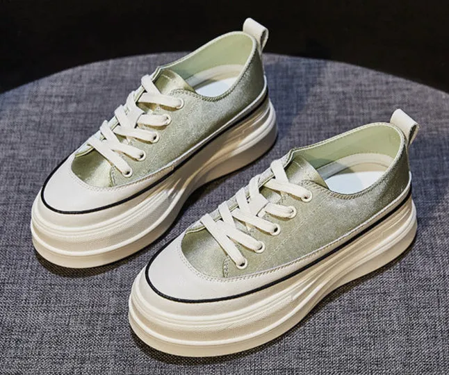 Low-Top Canvas Platform Sneakers