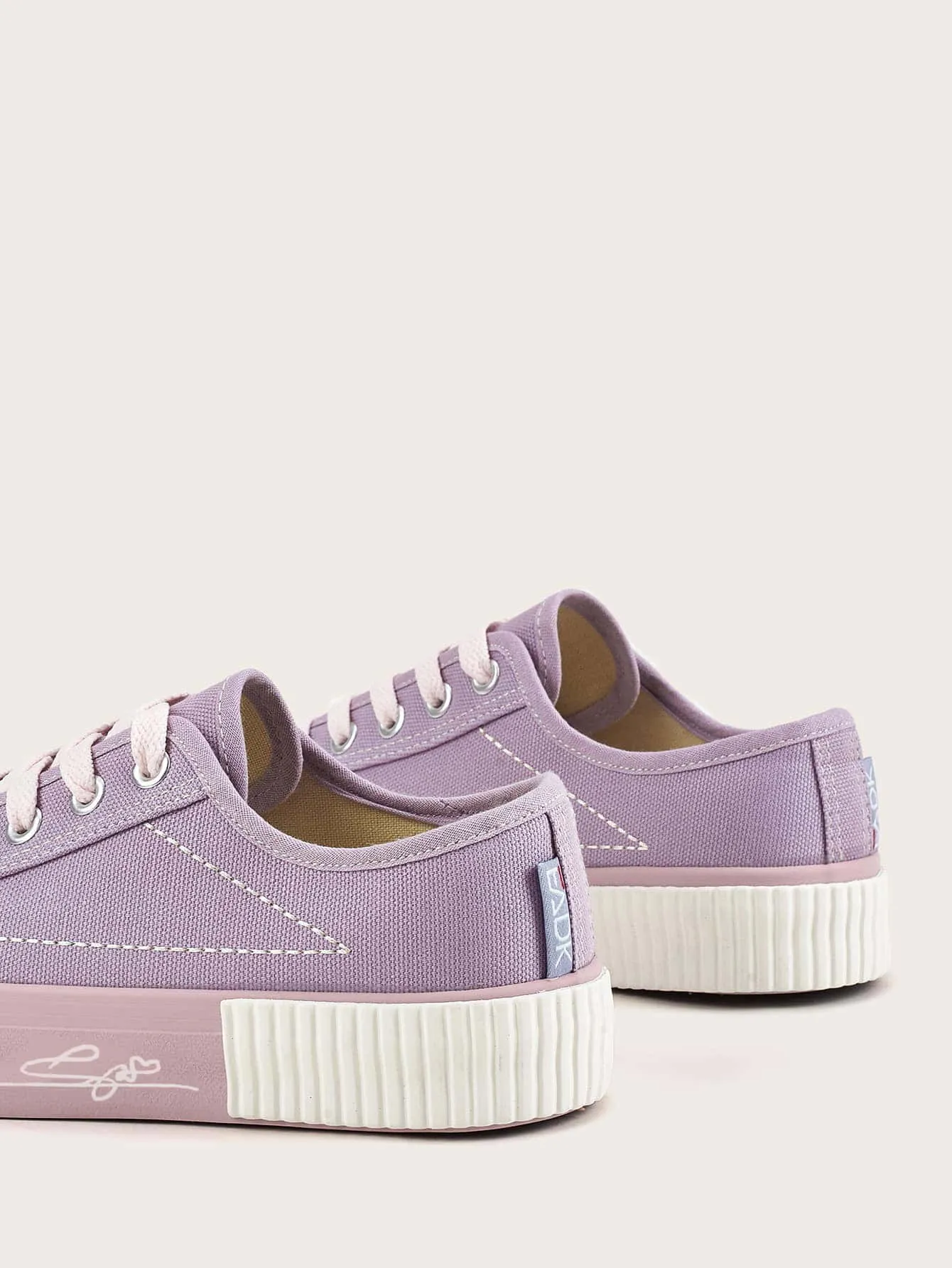 Low Top  Wide Fit  Canvas Sneakers - Purple