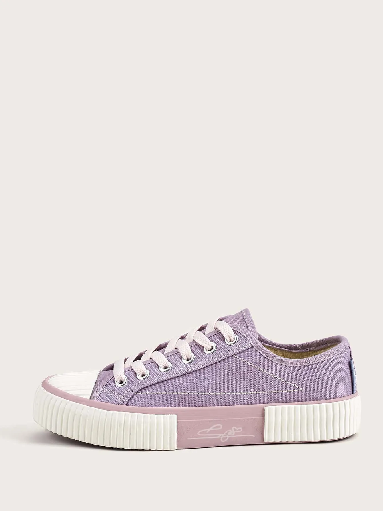 Low Top  Wide Fit  Canvas Sneakers - Purple