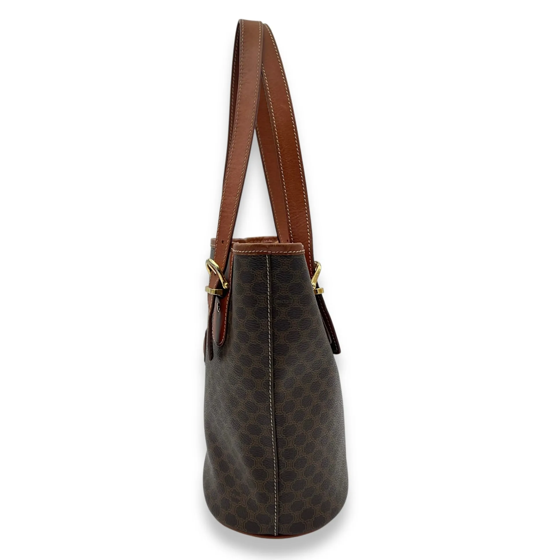 Macadam Tote Bag Brown in Coated Canvas, Gold hardware