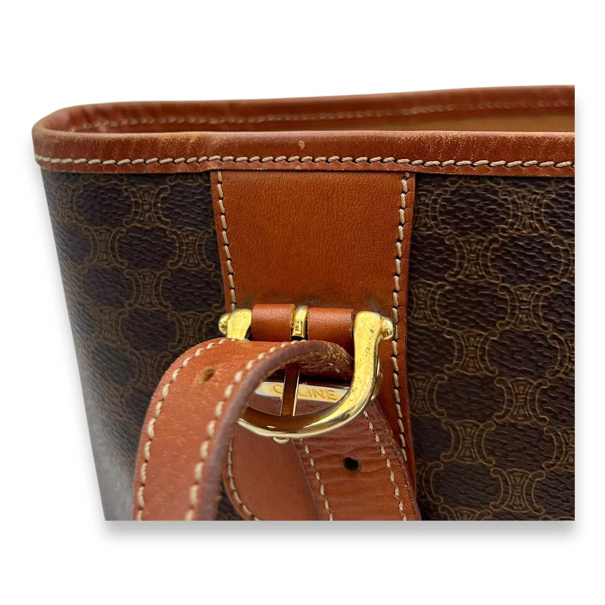 Macadam Tote Bag Brown in Coated Canvas, Gold hardware
