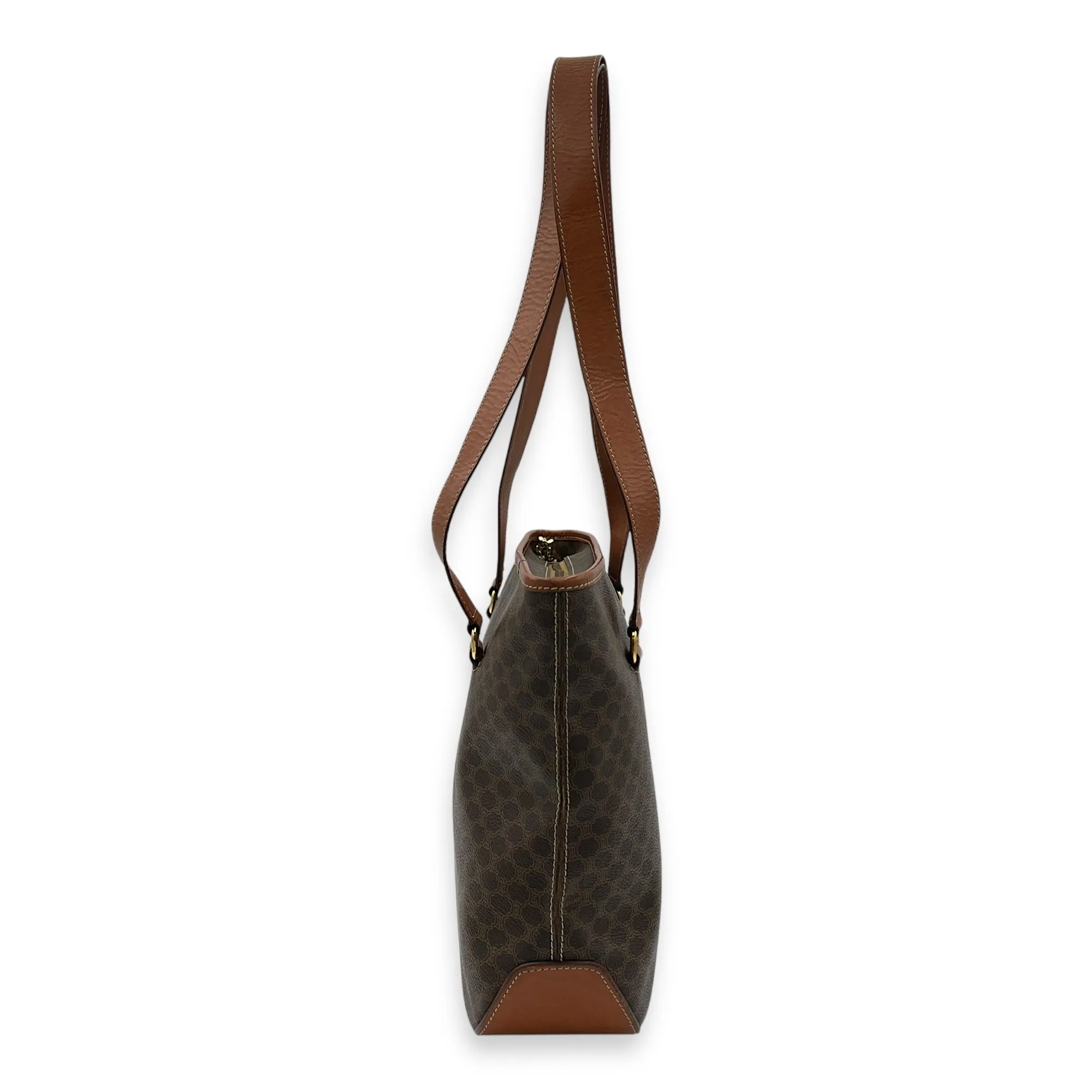 Macadam Tote Bag Brown in Coated Canvas, Gold hardware