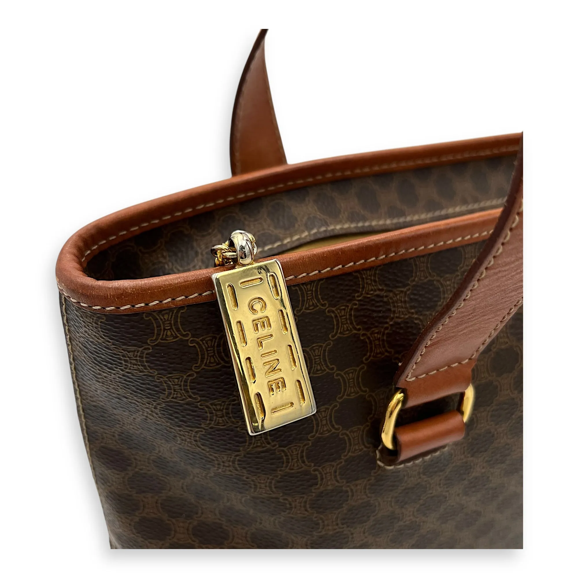 Macadam Tote Bag Brown in Coated Canvas, Gold hardware