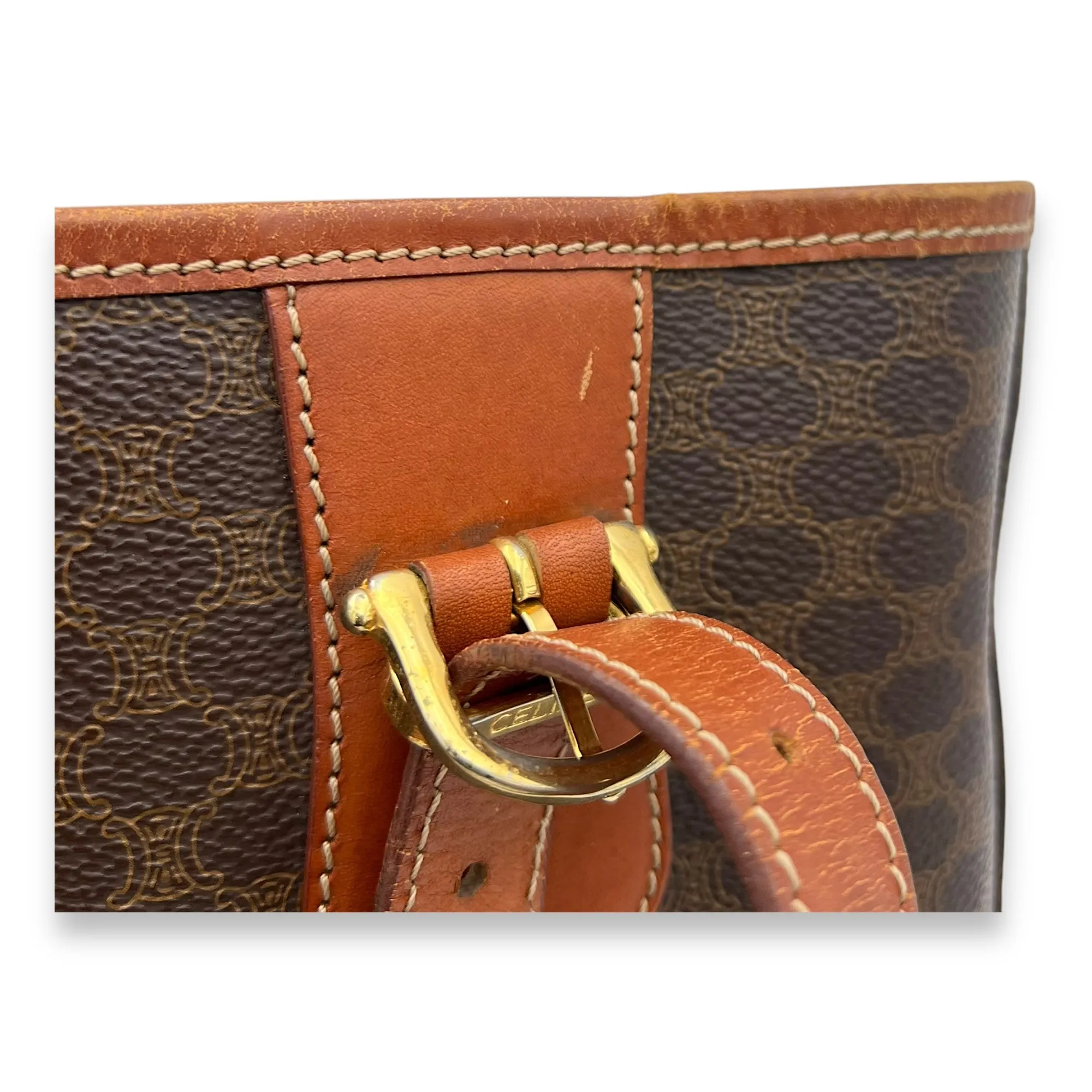 Macadam Tote Bag Brown in Coated Canvas, Gold hardware