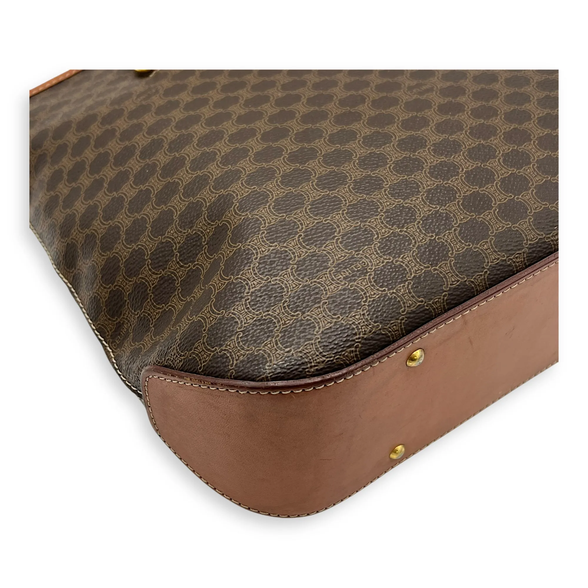 Macadam Tote Bag Brown in Coated Canvas, Gold hardware