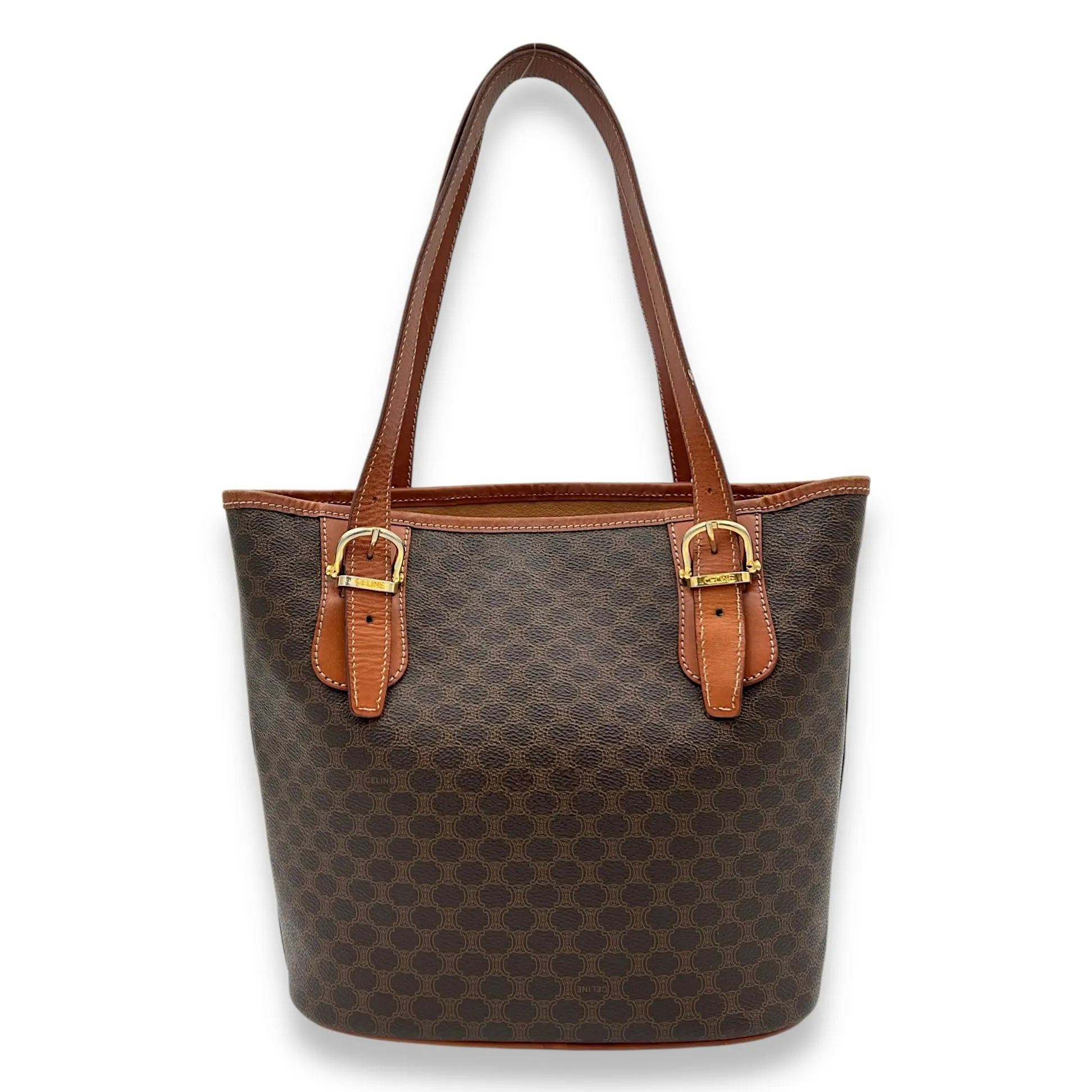 Macadam Tote Bag Brown in Coated Canvas, Gold hardware