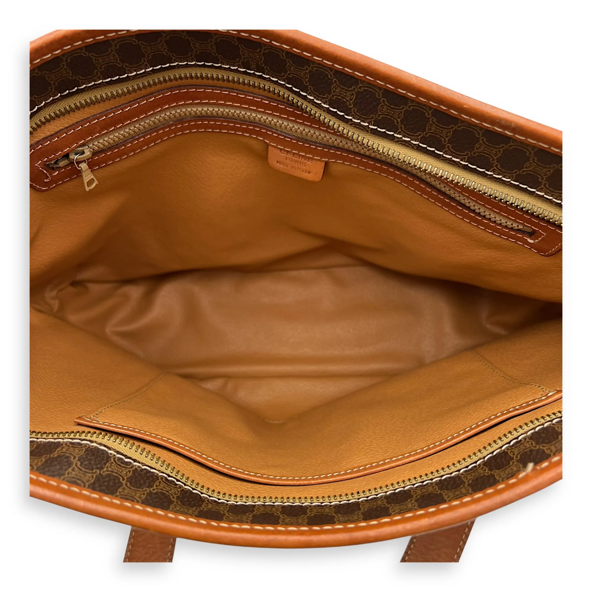 Macadam Tote Bag Brown in Coated Canvas, Gold hardware