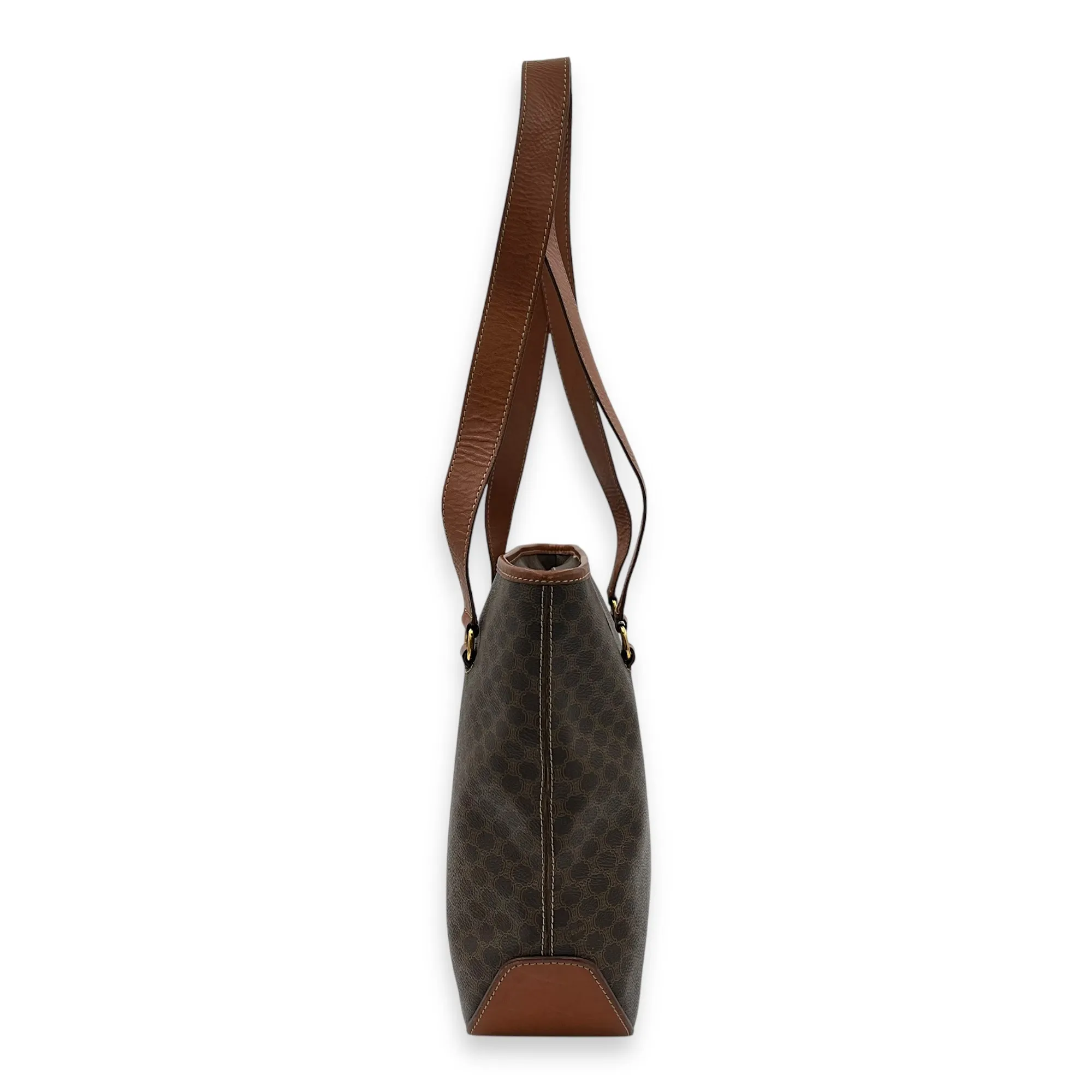Macadam Tote Bag Brown in Coated Canvas, Gold hardware