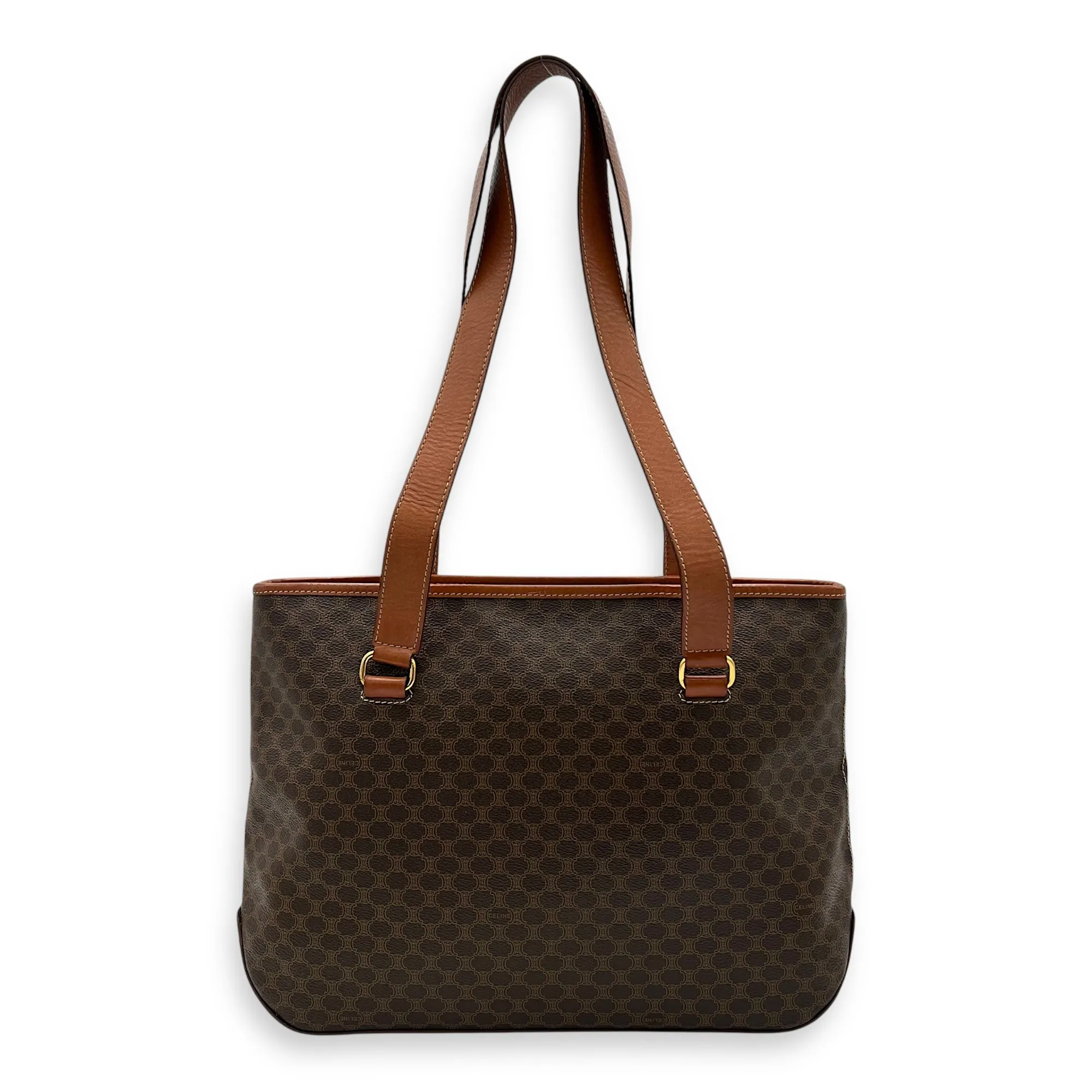 Macadam Tote Bag Brown in Coated Canvas, Gold hardware