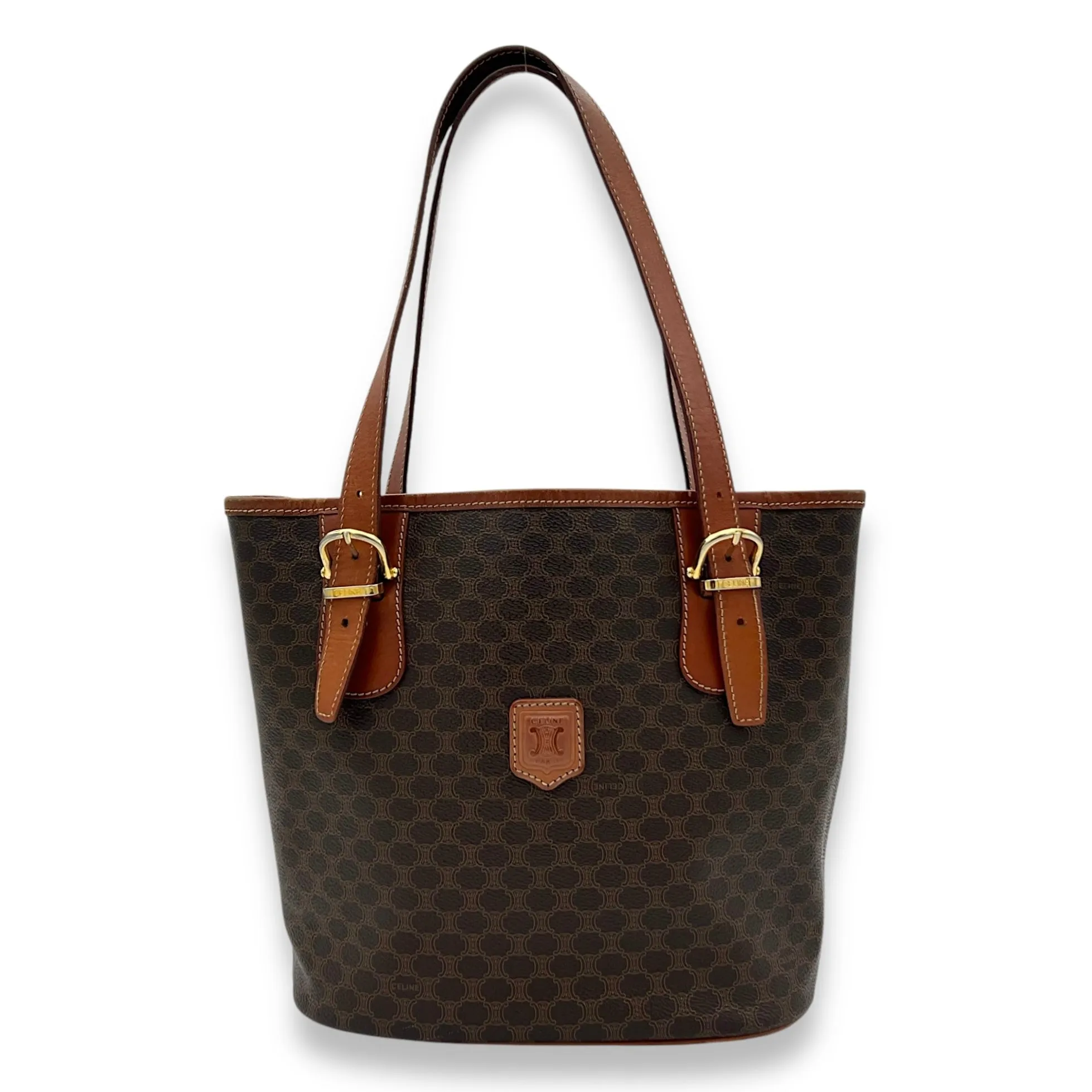 Macadam Tote Bag Brown in Coated Canvas, Gold hardware
