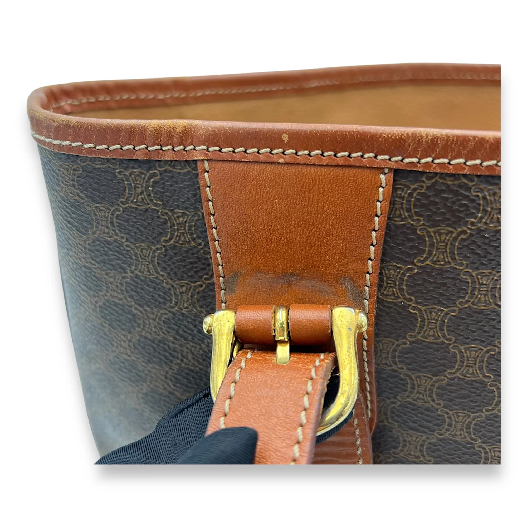 Macadam Tote Bag Brown in Coated Canvas, Gold hardware