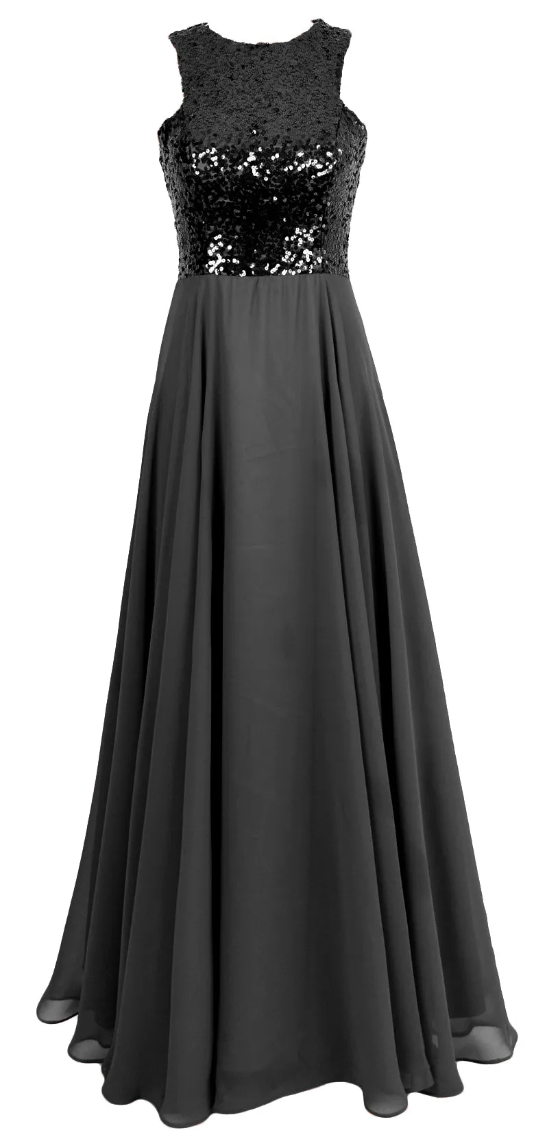MACloth Women Sequin Chiffon Long Wedding Bridesmaid Dress Formal Evening Gown